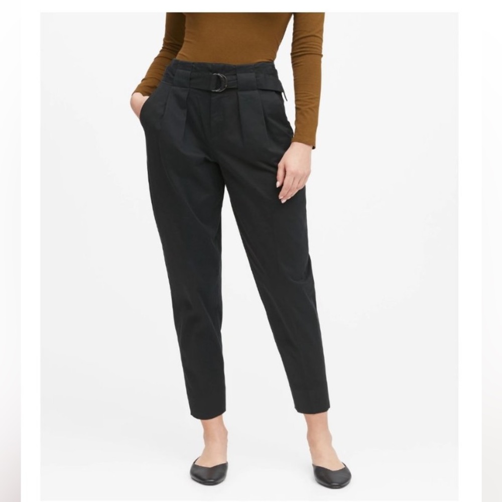 Pleated Tapered Paperbag High-Rise Pants w/ Belt Banana Republic